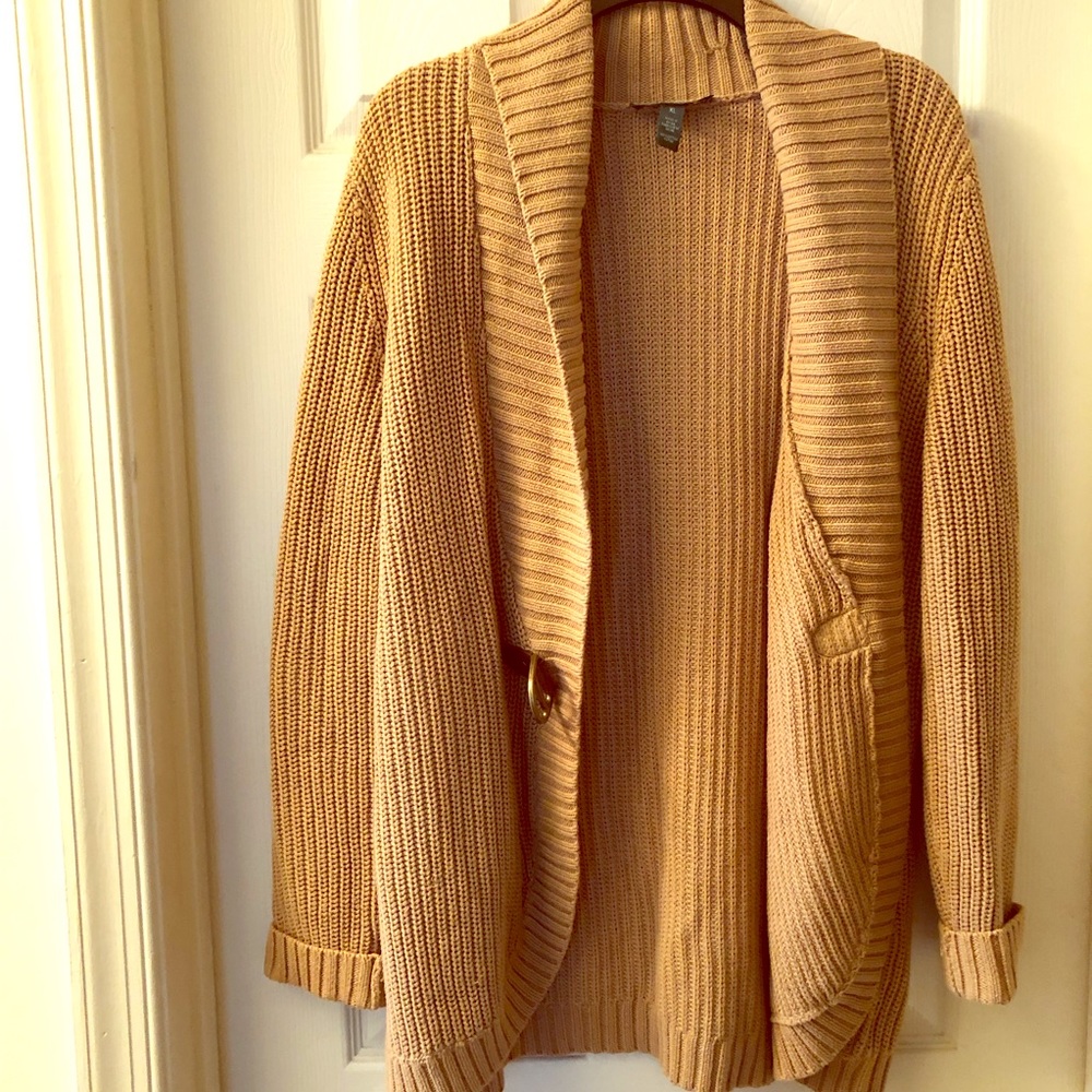 Ralph Lauren cotton leather buckled coat sweater